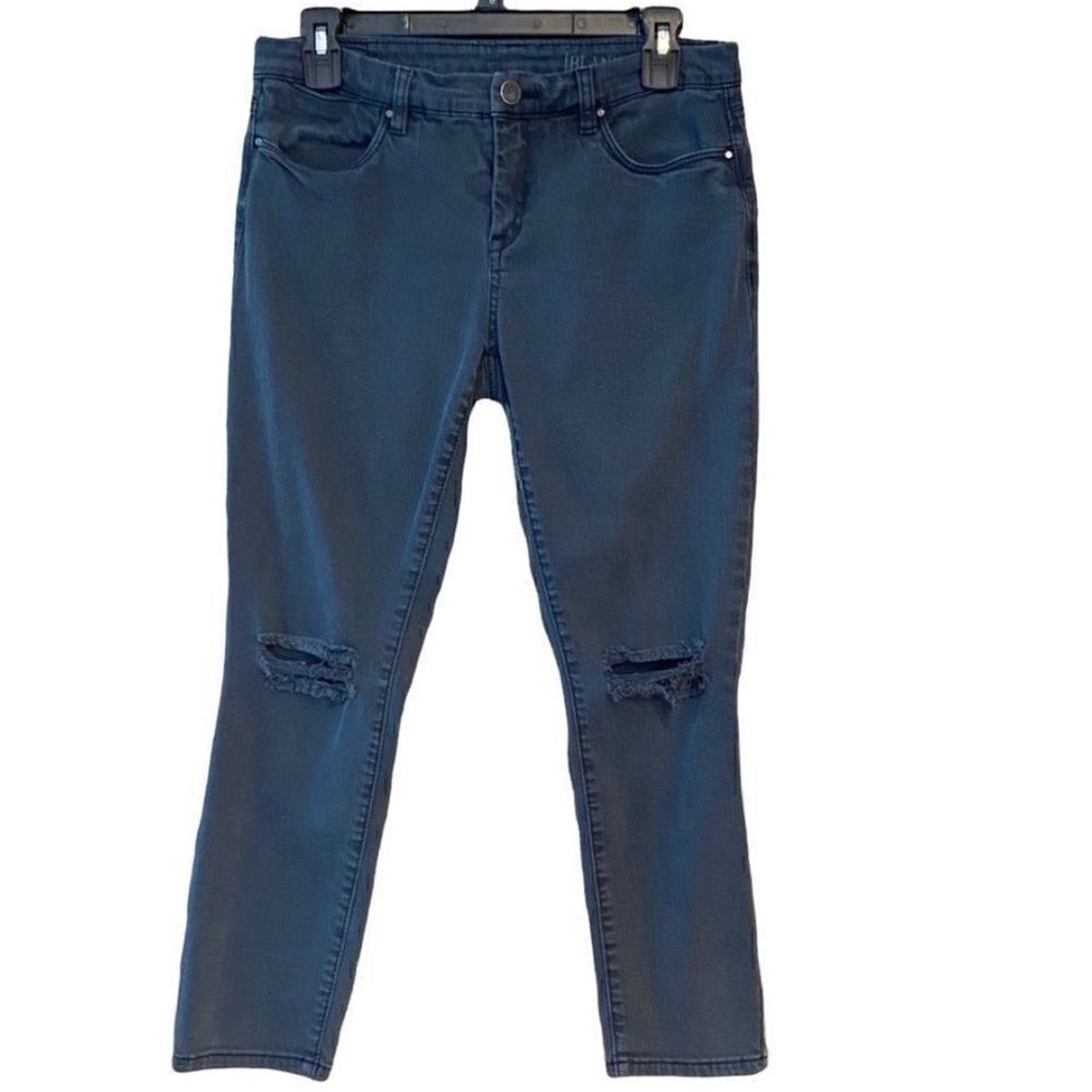 Blanc NYC Sz 28 Black Washed Distressed Skinny Frayed Knees Jeans